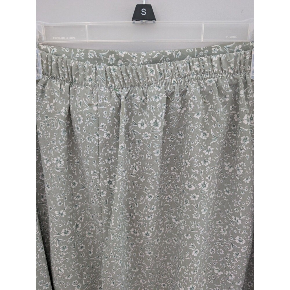 Floral Prairie Maxi Skirt 18W Sage Green Elastic Waist Cottagecore Plus Size
